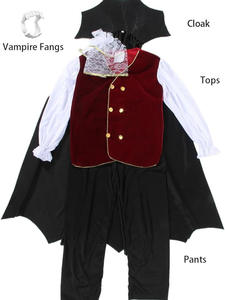 Disfraz de vampiro de Halloween para niños, disfraz de niño, ropa de Príncipe Real Medieval Noble Drácula con capa y colmillos - Product Image 3