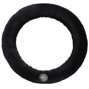Housse de volant en fausse fourrure de lapin à poils courts, noire, 37-39 cm, pour voiture, modèle MF240 - Product Image 1