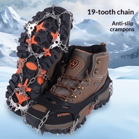 Crampons d'extérieur en acier inoxydable soudé à 19 dents avec chaîne en silicone et 24 dents, antidérapants, pour chaussures et griffes de protection en acier
