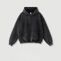 Sudadera con capucha retro de algodón 100% de alto gramaje, estilo urbano, oversize, unisex, con cremallera, lavado ácido, estilo vintage