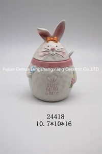 Biểu tượng tùy chỉnh Hot Bán dễ thương phim hoạt hình phục sinh Thỏ Bunny hình dạng sứ Ấm Trà chén gốm trà nồi - Product Image 2