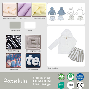 Conjunto de Roupa Infantil de Algodão Orgânico Confortável e da Última Moda para Meninos e Meninas com Manga Longa e Shorts - Product Image 2