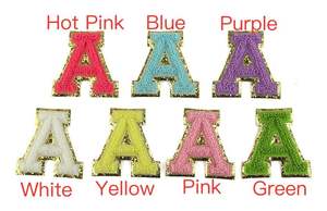 En stock, plusieurs couleurs, patchs de lettres en sequins brodés en PVC chenille de 6,5 cm à thermocoller pour chapeaux et vêtements - Product Image 4