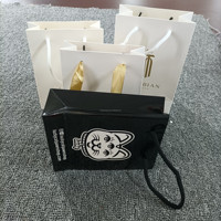 Sacs en papier d'emballage de luxe noirs pour chaussures et vêtements, imprimés avec logo personnalisé, pour le shopping, les cadeaux et les bijoux