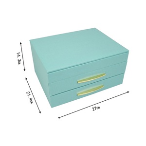 Boîte de rangement pour bijoux collier classique carré multicouche de bureau avec installation de tiroir en cuir PU - Product Image 6