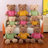 Peluche Ours en Peluche Mignon avec Sweat à Capuche Coloré, en Coton PP, pour Vente en Gros et Présentation en Magasin de Cadeaux