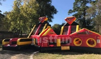 Jeu sportif interactif gonflable avec toboggan, parcours d'obstacles gonflable à vendre