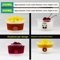 Gobelet à lait jetable en plastique PP double couche motif dessin animé, tasse à pudding animaux mignons, boîte à glace, pot à yaourt, bol à gelée, boîte à dessert