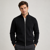 Cardigan zippé en mélange cachemire et laine pour homme, col tricoté avec poches, luxe discret, style décontracté chic, vente en gros Europe