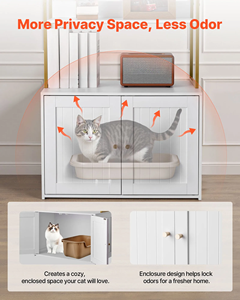 Meuble pour litière <span class=keywords><strong>de</strong></span> chat, armoire dissimulée pour litière avec <span class=keywords><strong>toilette</strong></span> pour chat en métal imperméable, pour le salon - Product Image 4
