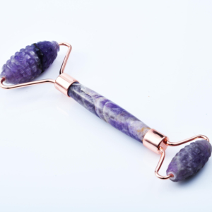 Rodillo de Jade de cristal Natural con logotipo personalizado para masaje facial Rodillo de punta de amatista de alta calidad con caja Guasha - Product Image 1