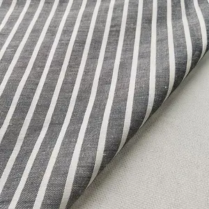 Stripe check thick linen fabric 100% linen for shirt clothes