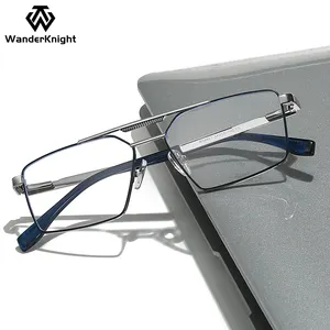 2024 Retro Fashion Luxury Design Full Rim Metal Pilot Double Bridge Frame Optical Eye Glasses Anti Blue Light Glasses