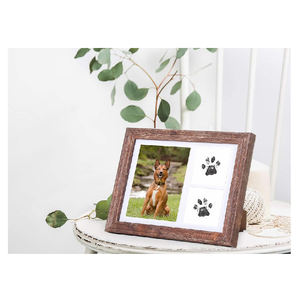 Cadre photo en bois brun pour animaux de compagnie avec kit d'empreintes de pattes pour chien et chat, pour affichage commémoratif - Product Image 3