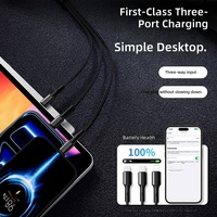 Kabel Pengisian Cepat Ramah Lingkungan 3-in-1 TPE/PVC Berlapis Nilon Anti-Kusut Tahan Lama Universal untuk Ponsel & Tablet