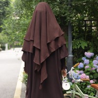 Vêtements Musulmans Traditionnels & Accessoires Plissés en Polyester, Jilbab de Prière Long à 2 Couches, Khimar, Niqab, Écharpe Islamique pour Femmes Musulmanes