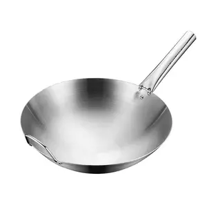 Hot Sale MultHot Sale Multisize Home Restaurant Chinese 201 Stainless Steel Cooking Wok With Wooden Handleisize Home Restaurant