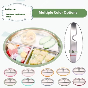 Newsun stoviglie per bambini 304 acciaio inossidabile e Silicone piatto cena <span class=keywords><strong>con</strong></span> <span class=keywords><strong>ventosa</strong></span> a <span class=keywords><strong>ventosa</strong></span> utensili per l'alimentazione manuale - Product Image 2