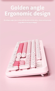 Full Size Punk Retro Round Key Mixed Color Office Quiet 2.4G Wireless Keyboard and <b>Mouse</b> Set <b>for</b> <b>Computer</b> - Product Image 6