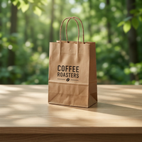 Sac en papier kraft personnalisé de luxe, écologique, pour café, boulangerie, thé de l'après-midi, à emporter, boutique, cadeau, sac fourre-tout, sac à main