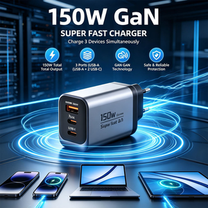 150W GaN Ladegerät 3 Anschlüsse USB C PD PPS Schnellladegerät 2C1A Multi-Port Netzteil für Laptop Handy Tablet - Product Image 3