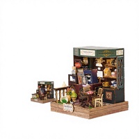 IIECREATE Kit de maison miniature en bois 3D à construire soi-même avec lumière LED et ensemble de jouets en bois miniatures
