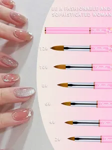 100% Kolinsky Acrylic Nail <b>Brush</b>, Acrylic Nail <b>Brush</b> for Manicure, Glittery With Metal Handle, Durable Pink Handle - Product Image 3
