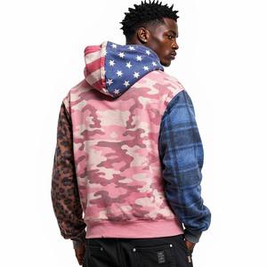 Hot Selling Embroidery 500gsm Woven Cropped Boxy Hoodies Custom Camo Drop Shoulder Men Oversized <b>Zip</b>-Up Hoodie 100% <b>Hooded</b> - Product Image 2