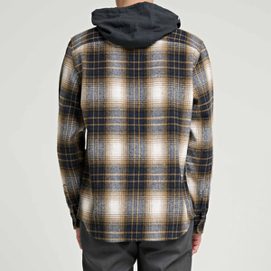 Custom Soft Cotton Flannel <strong>Hoodie</strong> Men High Quality Chest Pockets Men <strong>Check</strong> Flannel Hooded <strong>Shirt</strong> - Product Image 2