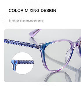 <span class=keywords><strong>Gafas</strong></span> TR90 Anti-Luz Azul para Mujer, Estilo Europeo Americano 2134, Patillas con Diseño Retorcido, Color Caramelo, Progresivo, Clásico, Plano - Product Image 2
