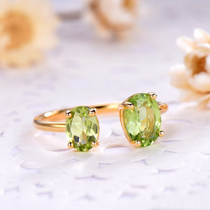 Bagues de fiançailles à la mode pour femmes bijoux fins 925 argent Sterling péridot naturel pierre précieuse bague ouverte - Product Image 4