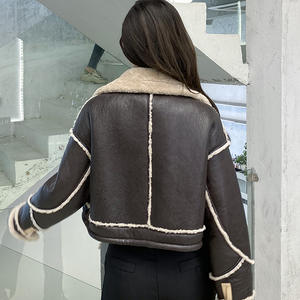 معطف من جلد الغنم عالي الجودة للسيدات, معطف من جلد الغنم لركوب الدراجات النارية - Product Image 5