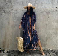 Robe Décontractée en Coton Rayon pour l'Été 2024, Maillot de Bain Bohème, Vêtement de Plage Femme, Caftan Maxi de Plage Anti-UV