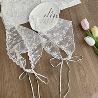 Nouveau motif floral doux blanc dentelle maille Triangle écharpe femmes fille multi fonctionnel tête foulards en gros