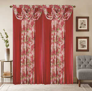 Rideaux de fenêtre de luxe en gros à 2 panneaux avec cantonnière intégrée, voiles imprimés floraux, décoration <span class=keywords><strong>textile</strong></span> pour la maison - Product Image 3