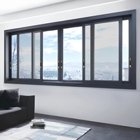 Schlankes Aluminium-Schiebefenster Panoramablick Modernes Horizontales Glasschiebefenster für Balkon Hochhaus-Wohngebäude