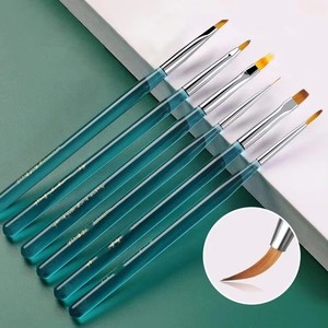 Nail Art Brush Liner Painting Pen Nylon <b>Builder</b> Flat Drawing Manicure Brush UV+LED Curing Metal Handle Nail Art Tools - Product Image 1