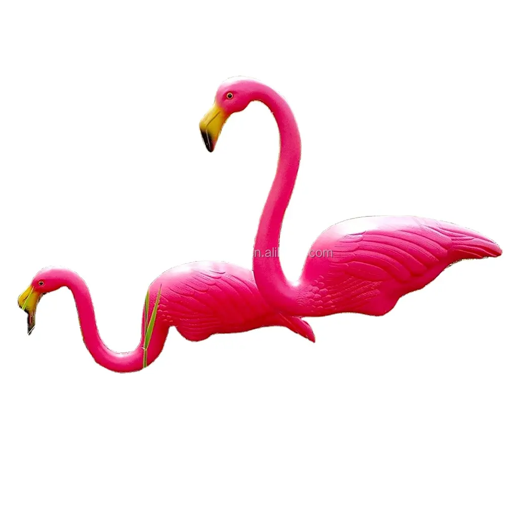 Pair Of Pink Lawn Pond Garden Plastic Flamingo Ornaments Party Decor