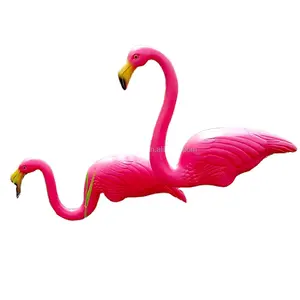 Pair of pink lawn pond garden plastic flamingo ornaments standing flamingo decoration cn artificial oem customized pink plastic eco friendly