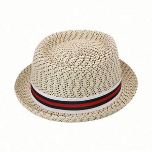 Hot Selling Mix Color Paper <b>Straw</b> Sun <b>Hat</b> Pork Pie Crown <b>Summer</b> Fedora <b>Hat</b> - Product Image 2
