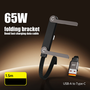 <span class=keywords><strong>C</strong></span>âble <span class=keywords><strong>USB</strong></span> vers <span class=keywords><strong>Type</strong></span>-<span class=keywords><strong>C</strong></span> 65W, 1,5 m, pliable, en nylon tressé, charge rapide, pour téléphones mobiles, écouteurs, jeux - Product Image 2