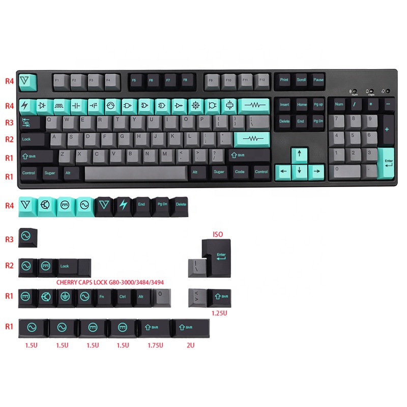 Электрические колпачки для ключей GMK PBT, пять Сторон, сублимация высоты вишни для переключателя MX DZ60 GK61 SK61, сублимация краской, 135 клавиш