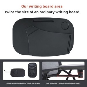 Chaise de bureau avec tablette d'écriture, table de formation pliable, style nordique, tissu non tissé et structure en acier, empilable, capacité de charge de 150 kg - Product Image 4