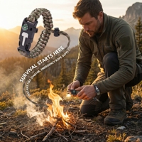 Bracelet de survie réglable pour homme et femme, cordon en nylon de 3,6 m avec allume-feu en silex pour le camping, fabriqué en Chine