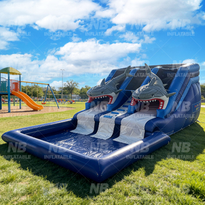 Commercial <b>Inflatable</b> Bouncer Slide Wet and Dry Water With Shark Double <b>Inflatable</b> Water Slide <b>Inflatable</b> Jungle Obstacle Course - Product Image 4
