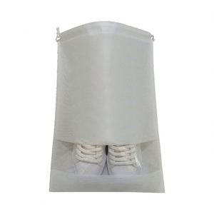 Sac à chaussures en non-tissé écologique avec logo personnalisé, anti-poussière, pour le voyage, avec cordon de serrage et fenêtre transparente pour le rangement - Product Image 1