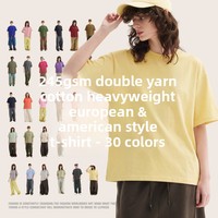 Kaos T-shirt Musim Panas AG602 Baru 245g Rajutan Benang Ganda Katun Murni Gaya Vintage Amerika Lengan Pendek O-Neck Trendy Merek Ternama Model Longgar