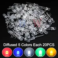 Kit assorti de diodes LED SX 5mm F5 (blanc, vert, rouge, bleu, jaune, Orange, rose, violet, blanc chaud), 100 pièces/lot, bricolage
