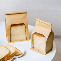 Sac à pain en papier kraft personnalisé avec logo, étiquette privée, fenêtre, résistant à la graisse, fermeture à enroulement, emballage de boulangerie, étui OEM