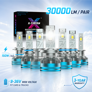X-7SEVEN 24V 150W 30000LM 6500K LED Headlight Bulbs for Cars/Trucks Universal Fitment H4/H1/H7/H11/9005/9006